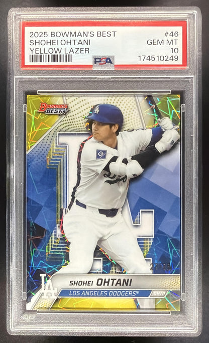2025 Bowman's Best Shohei Ohtani #46 Yellow Lazer Refractor /75 PSA 10