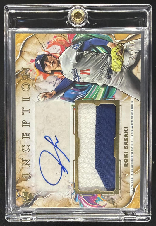 2025 Topps Inception Roki Sasaki #IAPC-RS Auto Patches Gold 24/50 MEM RC