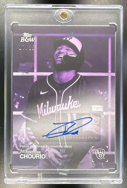2025 Topps Black and White Jackson Chourio #014-A Auto Purple 11/25