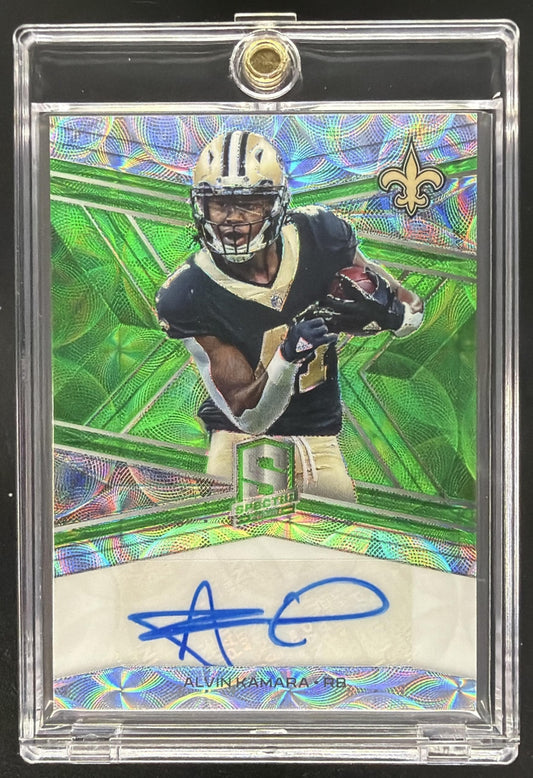 2018 Panini Spectra Alvin Kamara #S-AK Signatures Neon Green 16/25 Auto
