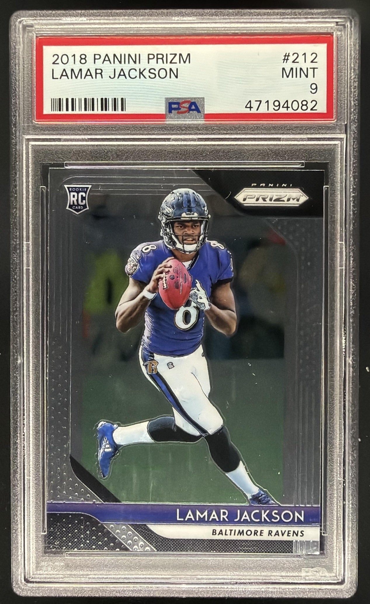 2018 Panini Prizm Lamar Jackson #212 RC PSA 9
