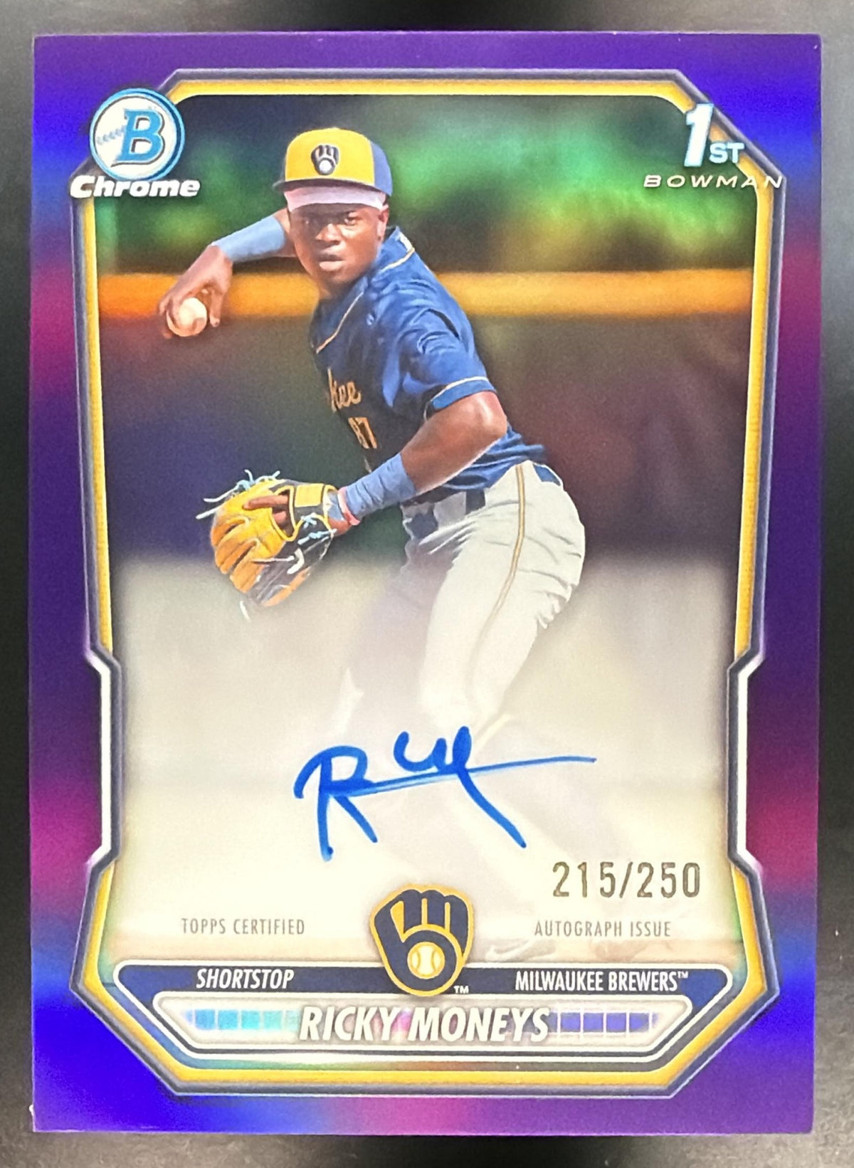 2026 Bowman Chrome Ricky Moneys #CPA-RM Auto Purple Refractor 215/250 1st