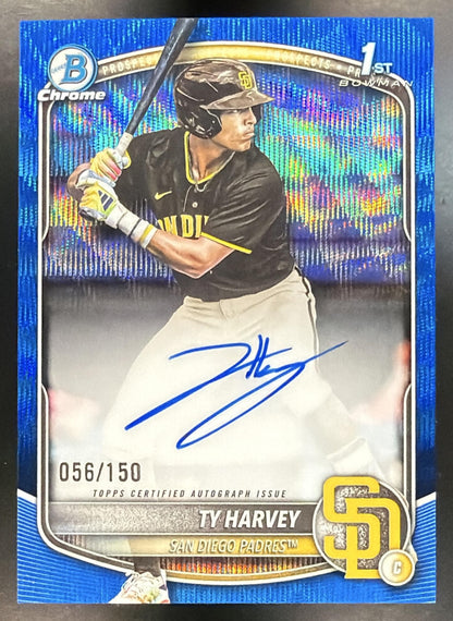 2025 Bowman Draft Ty Harvey #CPA-TH Chrome Auto Blue Wave Refractor 56/150 1st Prospect
