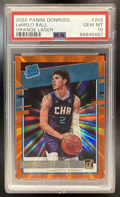 2020-21 Panini Donruss LaMelo Ball #202 Holo Orange Laser RC PSA 10