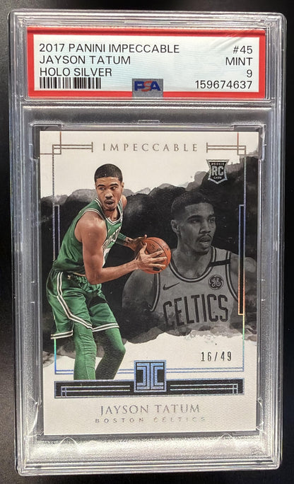 2017-18 Panini Impeccable Jayson Tatum #45 Holo Silver 16/49 RC PSA 9