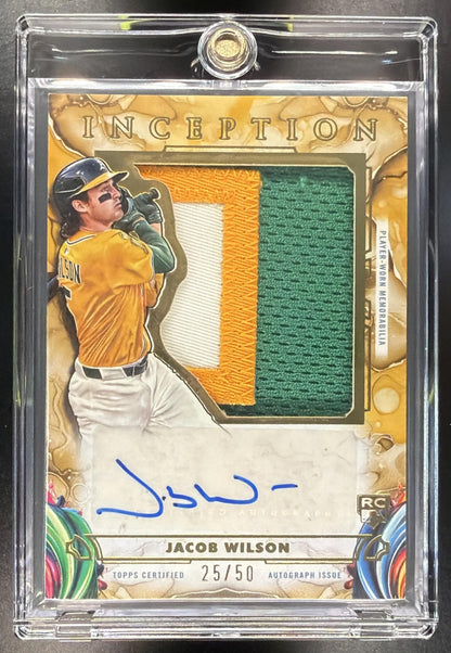 2025 Topps Inception Jacob Wilson #IAJP-JWI Auto Jumbo Patch Gold 25/50 RC