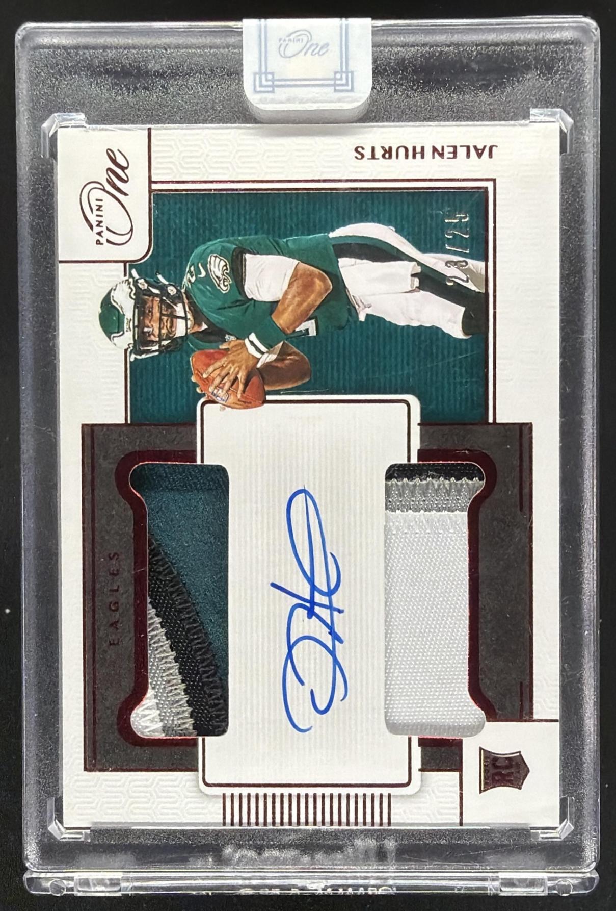 2020 Panini One Jalen Hurts #44 Red 23/25 RC Patch Auto