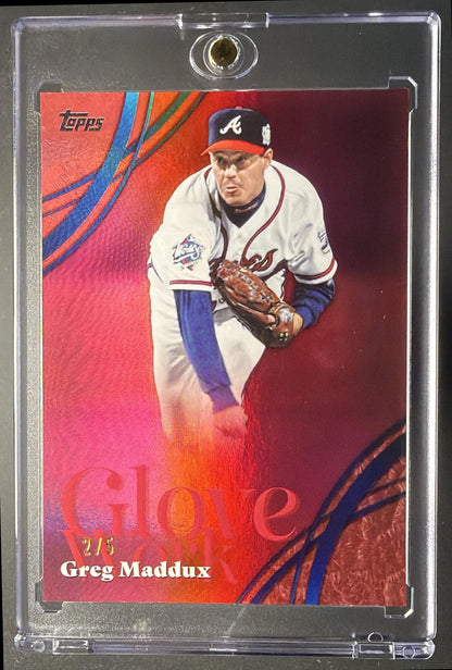 2026 Topps Series 2 Greg Maddux #GW-12 Glove Work Red Foil /5