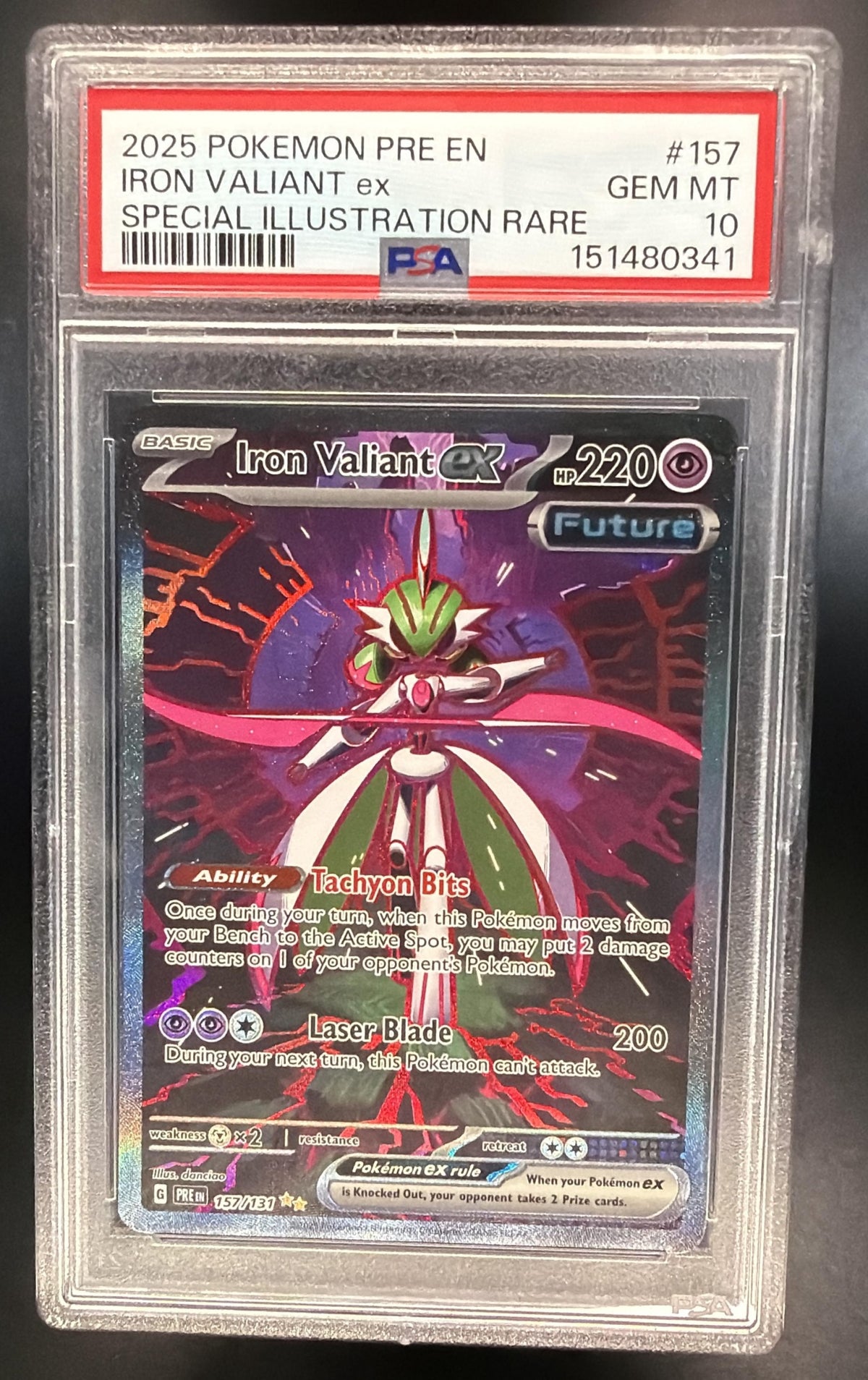 2025 Pokemon Prismatic Evolutions Iron Valiant ex 157/131 PSA 10