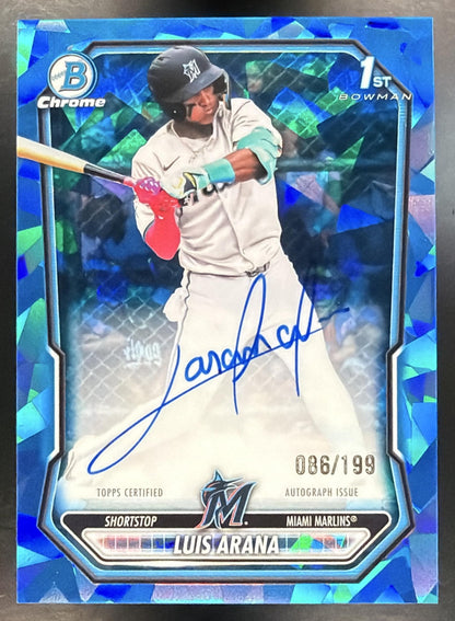 2026 Bowman Sapphire Luis Arana #BSPA-LA Chrome Auto 86/199 1st Prospect