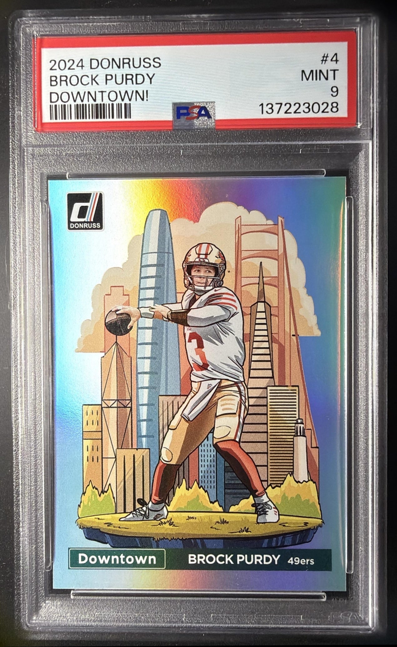 2024 Panini Donruss Brock Purdy #4 Downtown SSP PSA 9