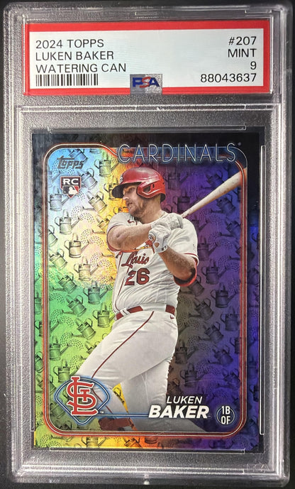 2024 Topps Luken Baker #207 Holiday Watering Cans 2/5 RC PSA 9