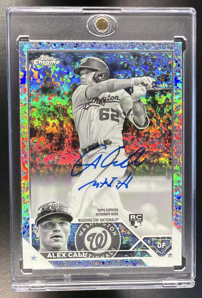 2023 Topps Chrome Alex Call #RA-AC Rookie Auto Black & White Mini Diamond Refractor RC