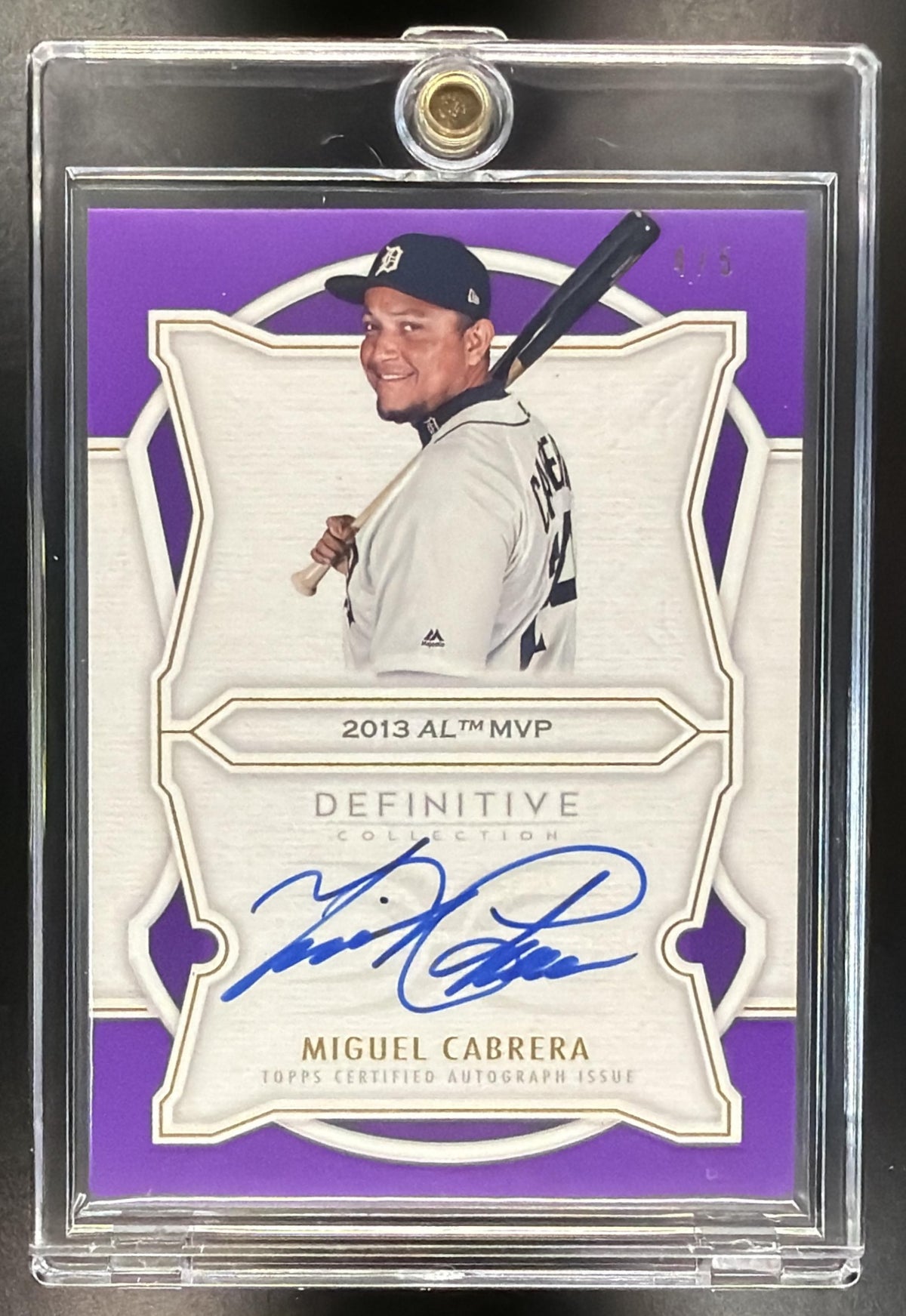 2020 Topps Definitive Collection Miguel Cabrera #DAAC-MC Defining Accolades Auto Purple /5