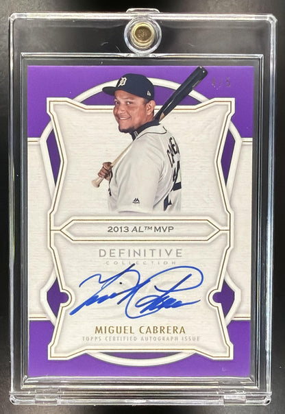 2020 Topps Definitive Collection Miguel Cabrera #DAAC-MC Defining Accolades Auto Purple /5