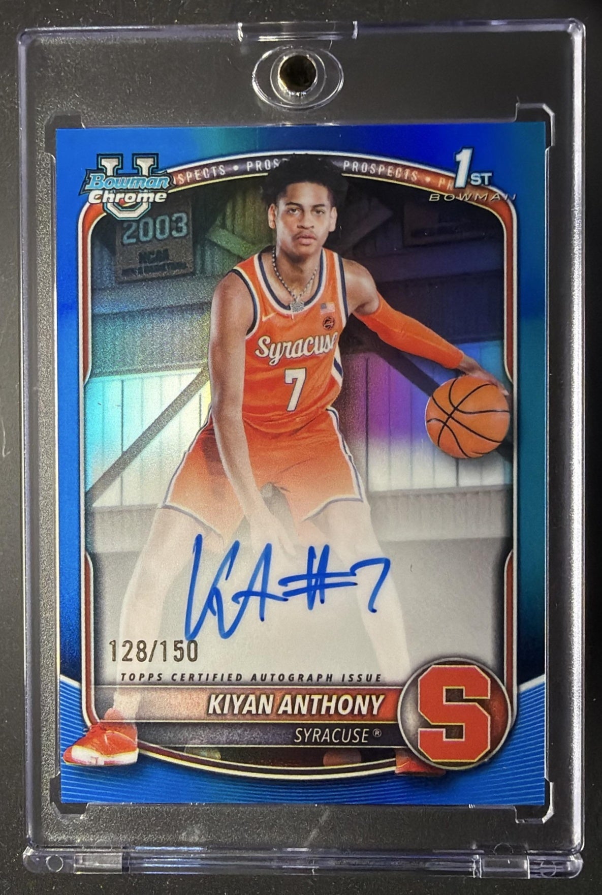 2025 Bowman Kiyan Anthony #CPA-KA Chrome Auto True Blue Refractor /150
