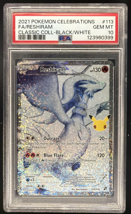 2021 Pokemon Sword & Shield Celebrations Reshiram #113/114 Classic Collection PSA 10
