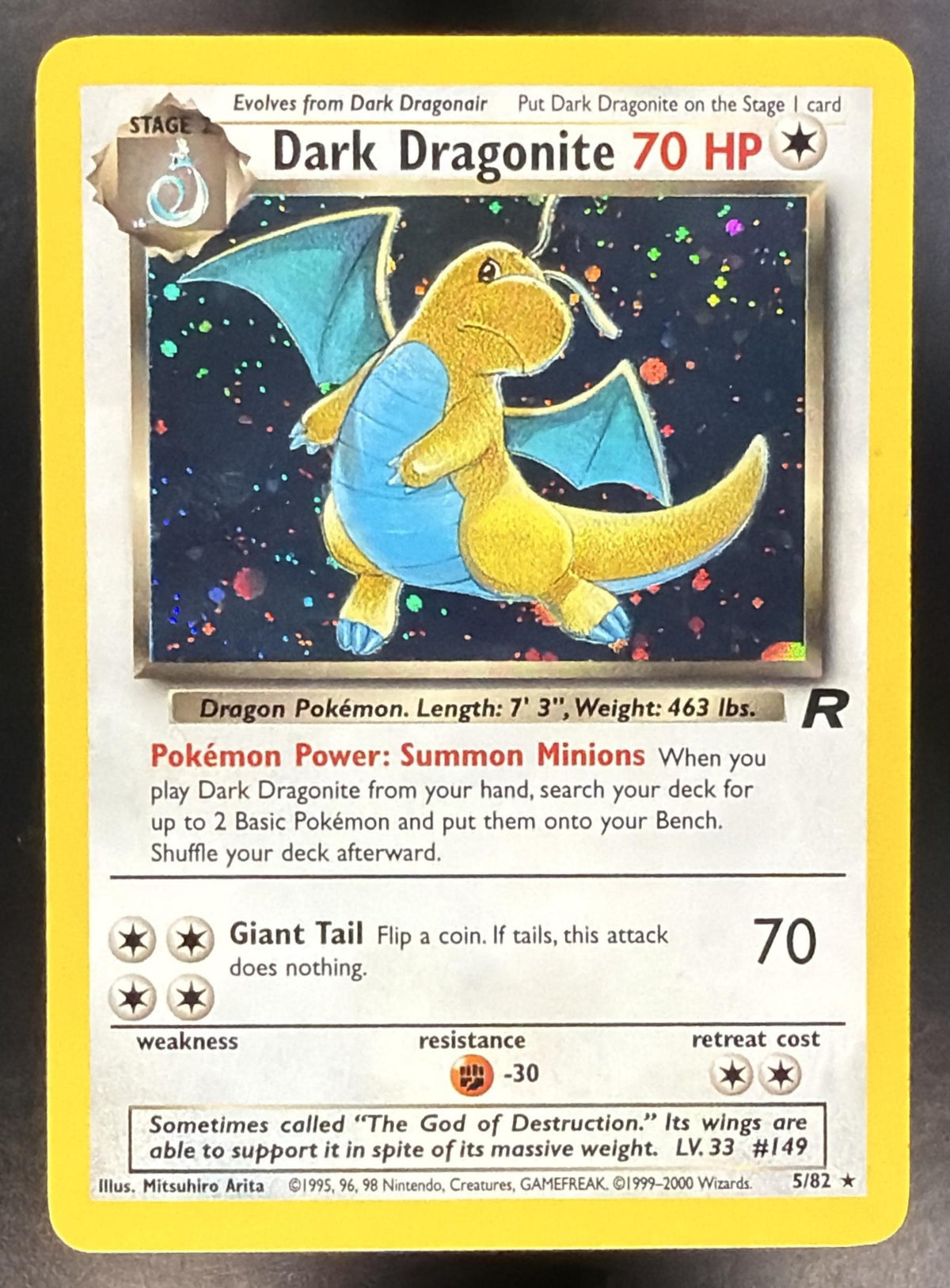 2000 Pokemon Team Rocket Dark Dragonite 5/82 NM