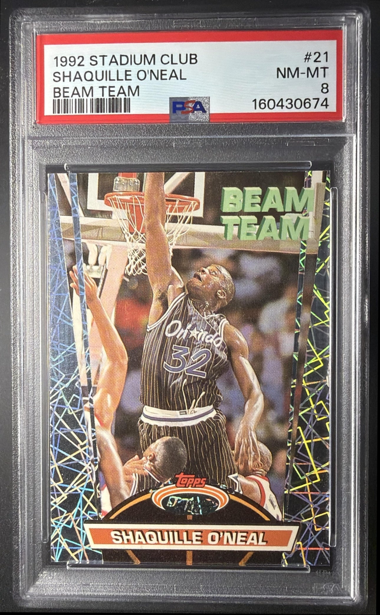 1992-93 Topps Stadium Club Shaquille O'Neal #21 Beam Team RC PSA 8