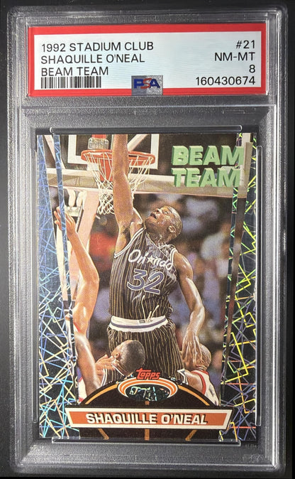 1992-93 Topps Stadium Club Shaquille O'Neal #21 Beam Team RC PSA 8