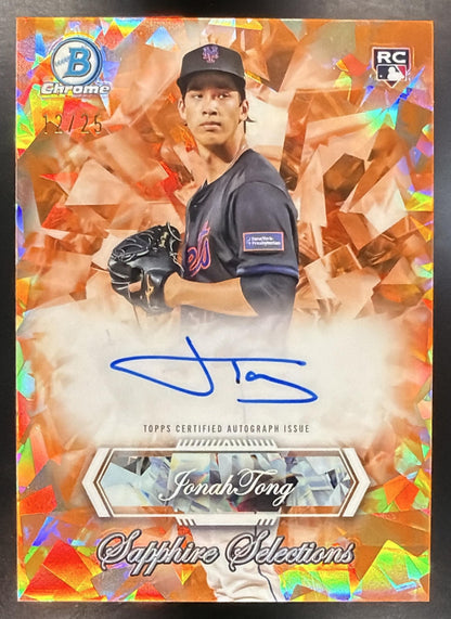 2026 Bowman Sapphire Jonah Tong #SSA-JT Selections Auto Orange Refractor /25 RC