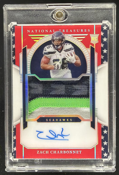 2024 Panini National Treasures Zach Charbonnet Stars And Stripes Rc Patch Auto /25