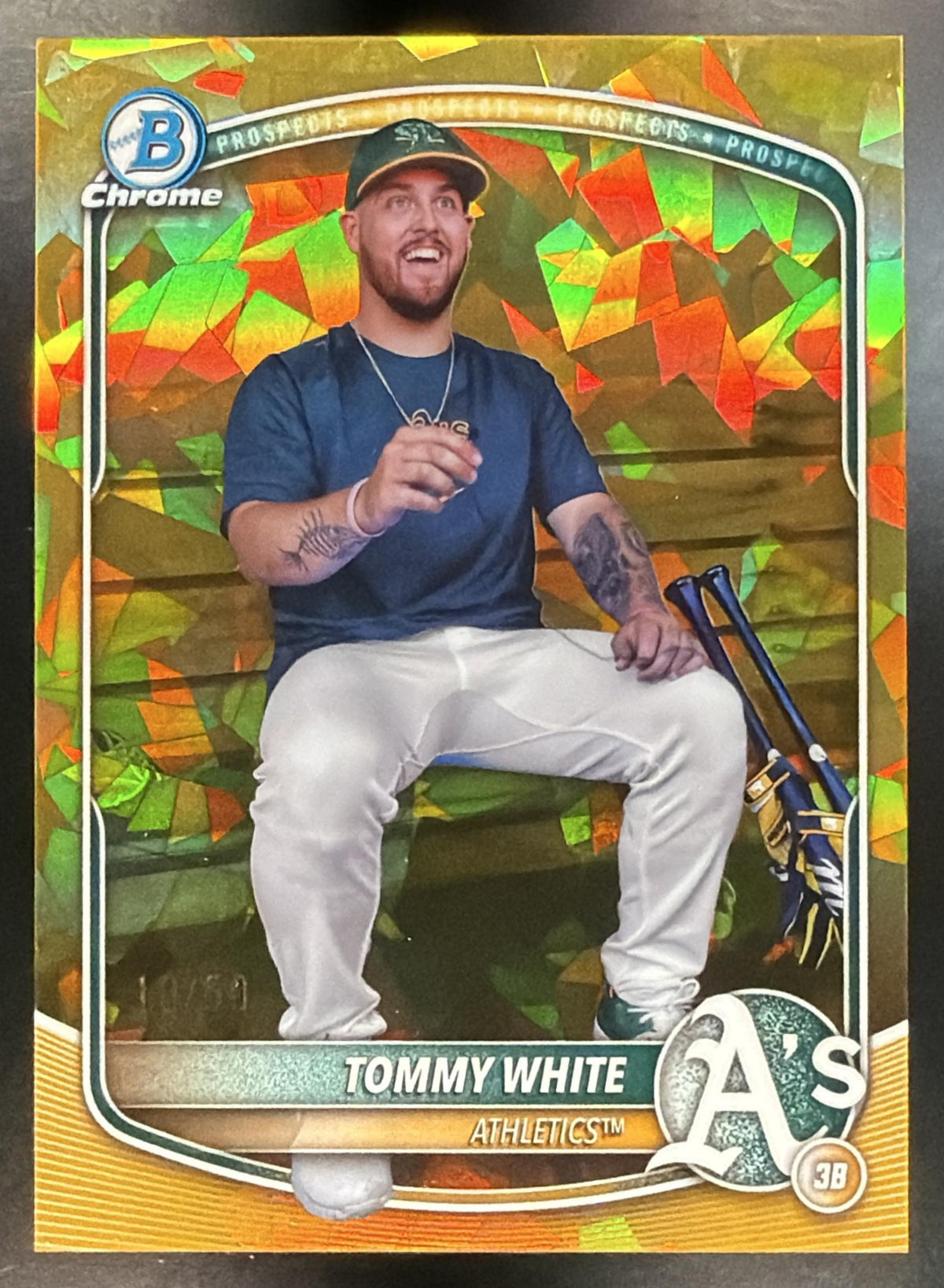 2025 Bowman Chrome Sapphire Tommy White #BCP-251 Image Variation Gold Refractor 10/50 1st Prospect