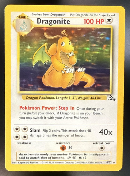 1999 Pokemon Fossil Dragonite 4/62 MP Unlimited