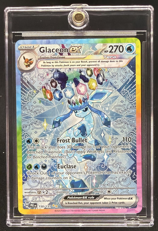 2025 Pokemon Prismatic Evolutions Glaceon ex #150/131 Special Illustration Rare