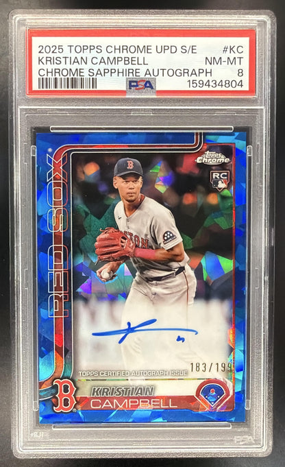 2025 Topps Chrome Update Sapphire Kristian Campbell #USA-KC Auto 183/199 RC PSA 8