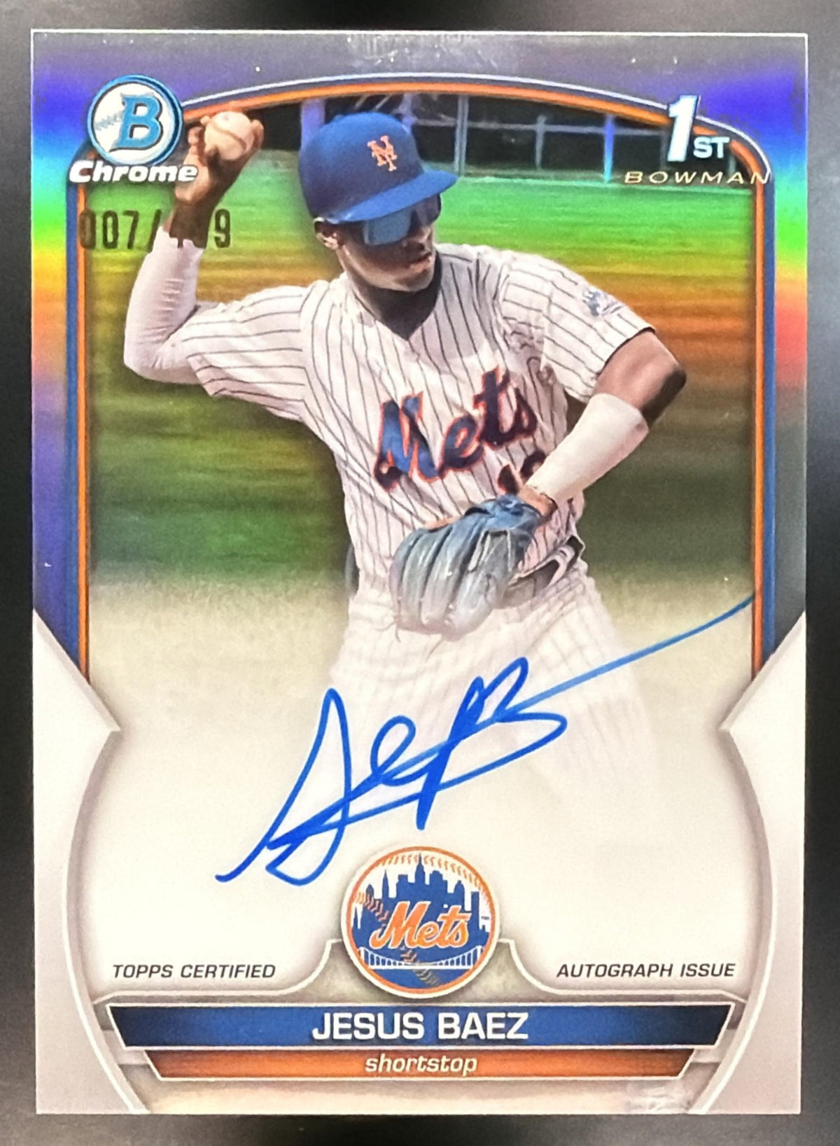 2023 Bowman Baseball Jesus Baez #CPA-JBZ Chrome Auto Refractor 007/499 1st
