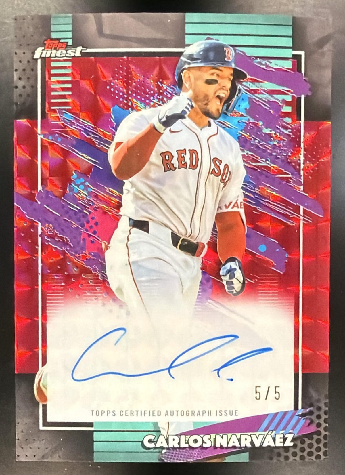 2026 Topps Finest Carlos Narvaez #FA-CN Auto Red Geometric Refractor 5/5