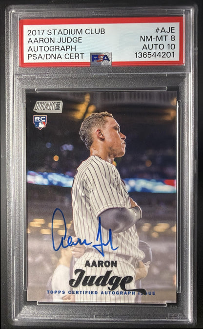 2017 Topps Stadium Club Aaron Judge #SCA-AJE Rookie Auto RC PSA 8