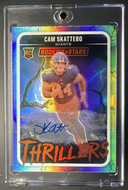 2025 Panini Rookies & Stars Cam Skattebo #26 Thrillers Signatures 12/99 RC Auto
