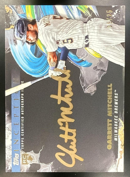 2023 Topps Inception Garrett Mitchell #ISS-GMI Silver Signings Gold Ink 5/25 RC Auto