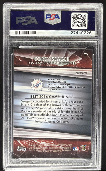 2016 Bowman's Best Corey Seager #25 Refractor RC PSA 10