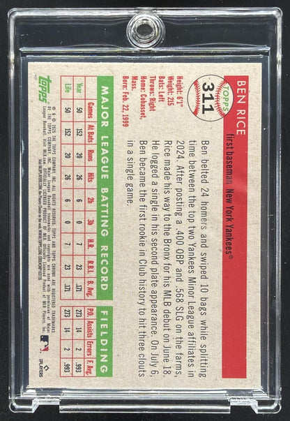 2025 Topps Chrome Platinum Anniversary Ben Rice #311 RC /75