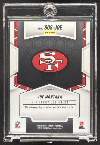 2025 Panini Mosaic Joe Montana #SOS-JOE Showtime Signatures Prizm Auto
