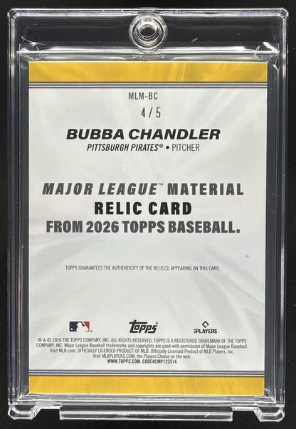 2026 Topps Series 1 Bubba Chandler #MLM-BC Major League Material Red 4/5 MEM RC