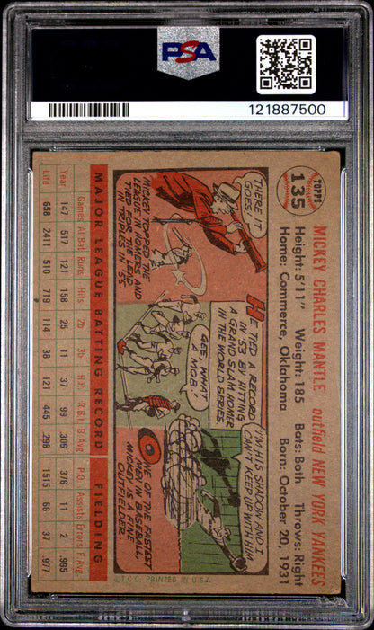 1956 Topps Mickey Mantle #135 Gray Back PSA 3