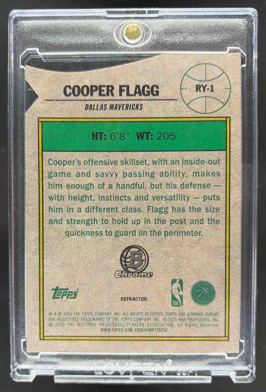 2025-26 Bowman Cooper Flagg #RY-1 ROY Favorites Chrome Refractor RC