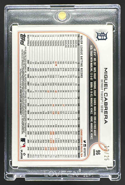 2022 Topps Chrome Miguel Cabrera #96 Orange Speckle Refractor /25