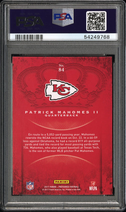2017 Panini Crown Royale Patrick Mahomes II #84 RC Chiefs PSA 9