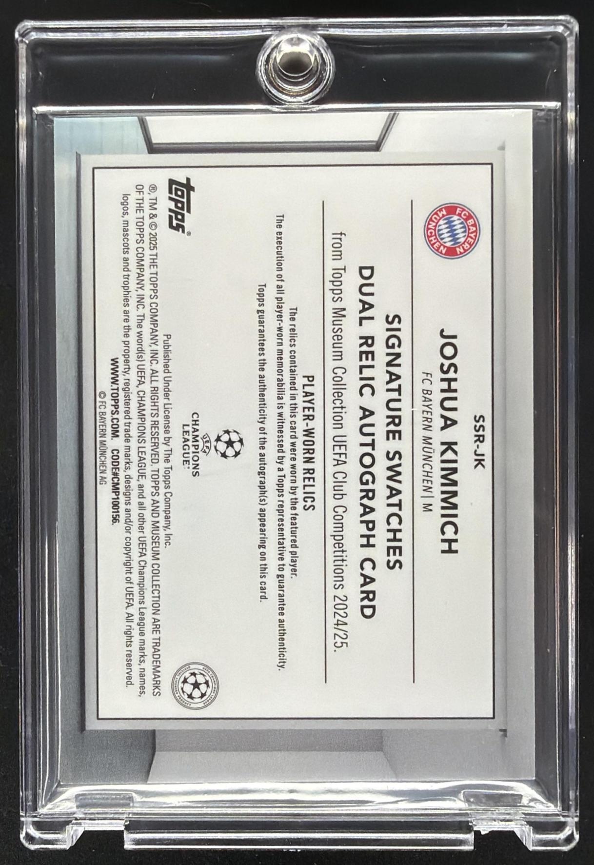 2024 Topps Museum UEFA Club Joshua Kimmich #SSR-JK Dual Relic Auto /299