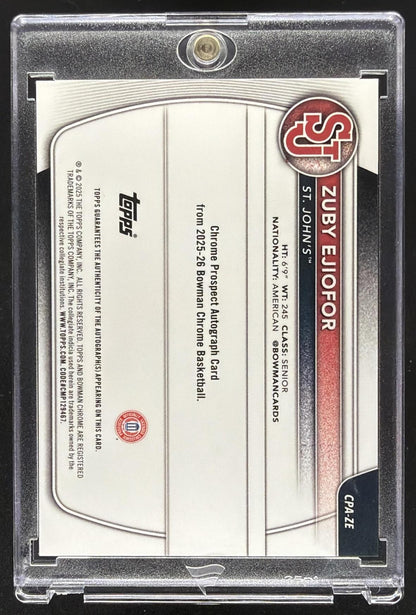 2025 Bowman Zuby Ejiofor #CPA-ZE Chrome Auto Yellow Refractor /75 1st Prospect