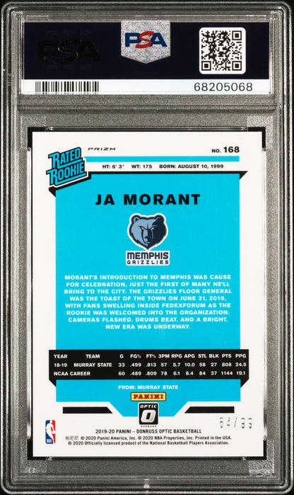 2019-20 Optic Ja Morant Red Rookie /99 PSA 10