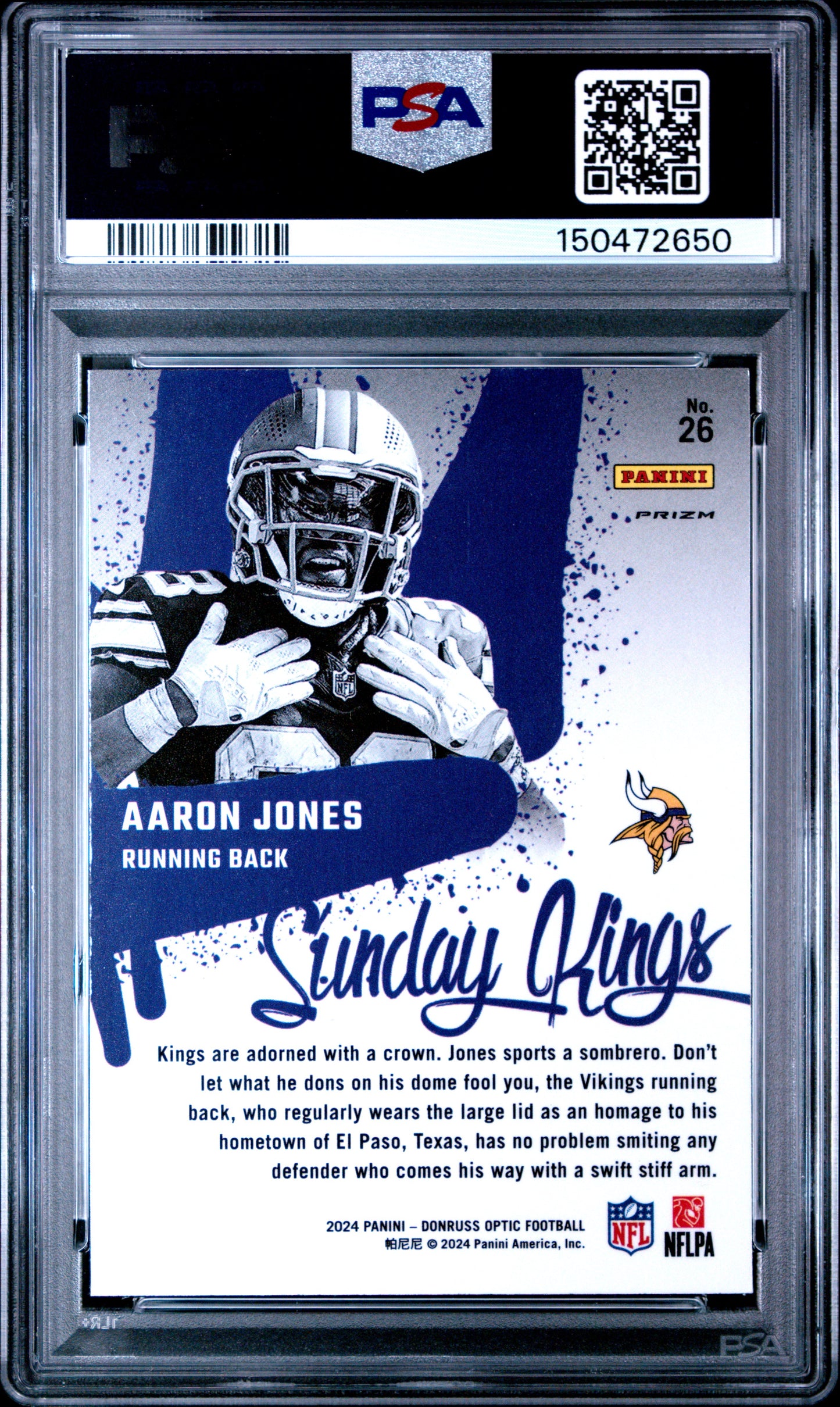 2024 Panini Donruss Optic Aaron Jones #26 Sunday Kings PSA 9
