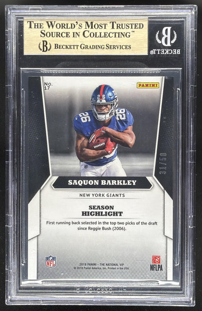 2018 Panini National Convention Saquon Barkley #17 Rc /50 BGS 9.5