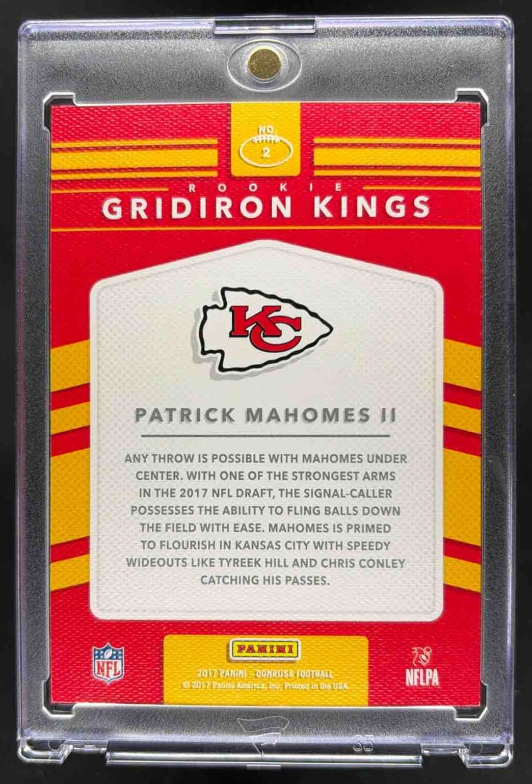 2017 Panini Donruss Patrick Mahomes II #2 Rookie Gridiron Kings RC