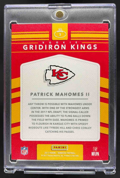 2017 Panini Donruss Patrick Mahomes II #2 Rookie Gridiron Kings RC